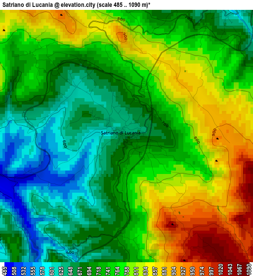 Satriano di Lucania elevation map