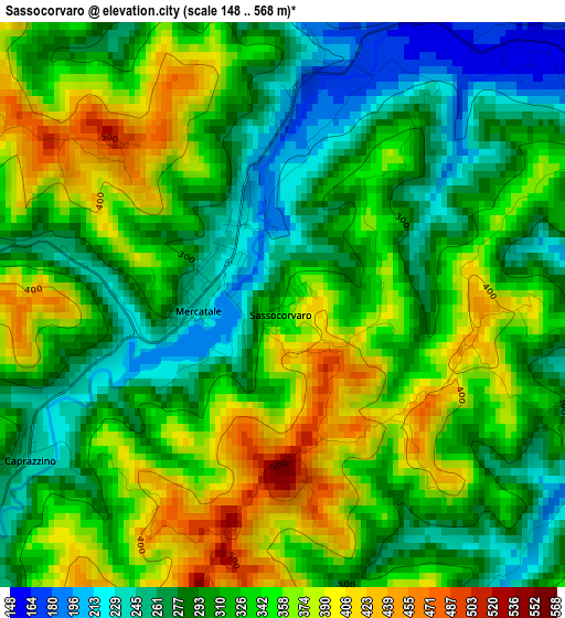 Sassocorvaro elevation map