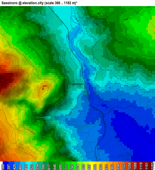 Sassinoro elevation map