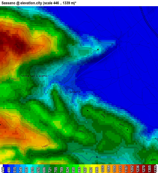 Sassano elevation map