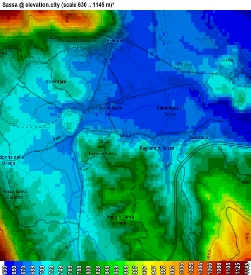 Sassa elevation map