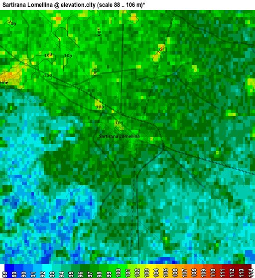 Sartirana Lomellina elevation map