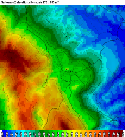 Sarteano elevation map