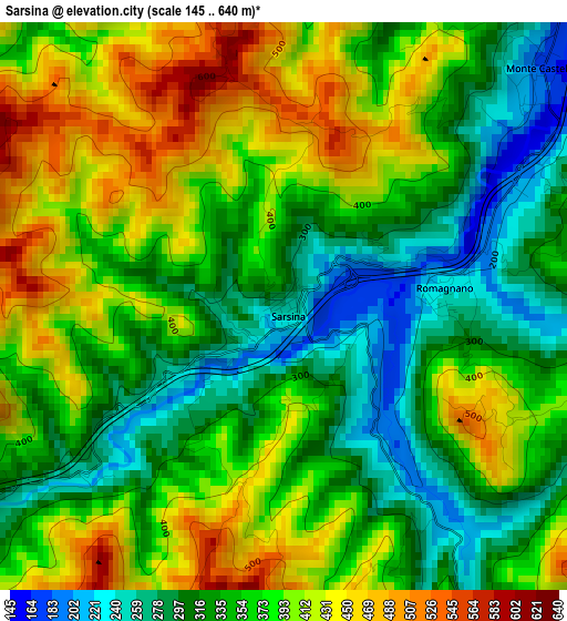 Sarsina elevation map