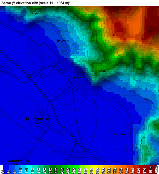 Sarno elevation map