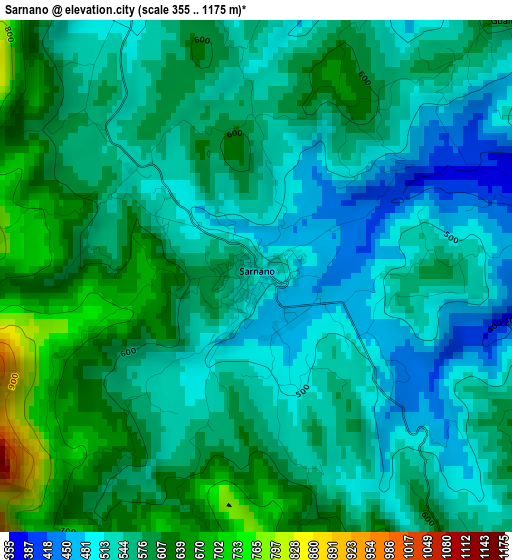 Sarnano elevation map