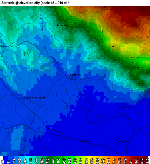 Sarmede elevation map