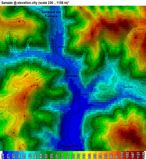 Sarezzo elevation map