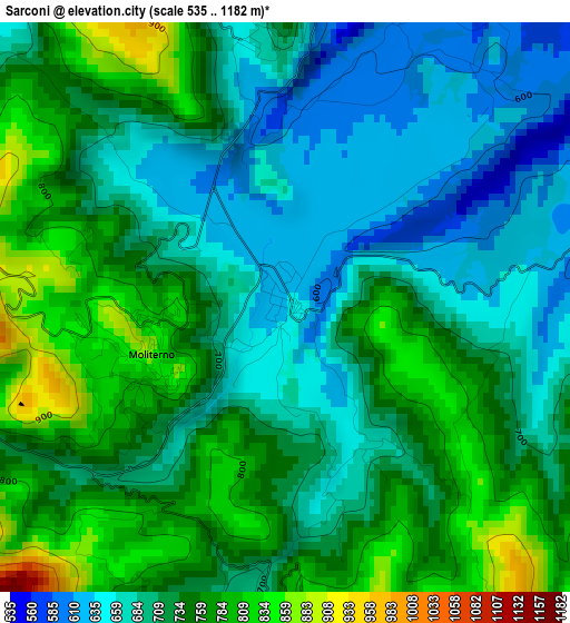 Sarconi elevation map