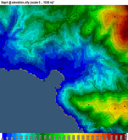 Sapri elevation map