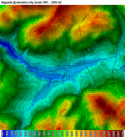 Sappada elevation map