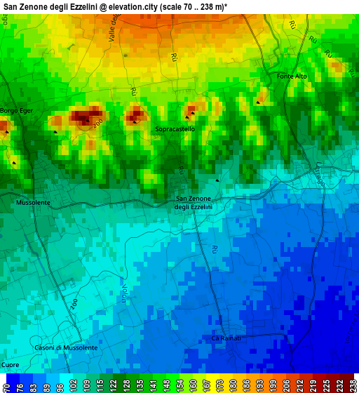 San Zenone degli Ezzelini elevation map