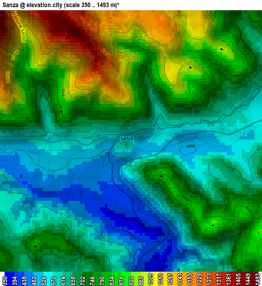 Sanza elevation map