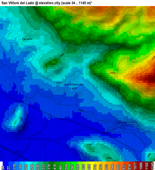 San Vittore del Lazio elevation map