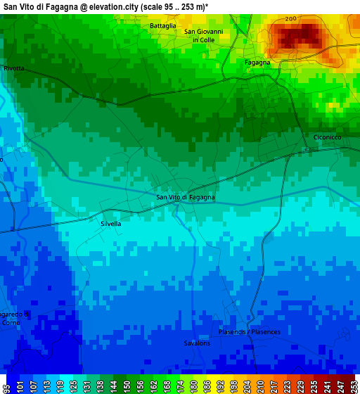 San Vito di Fagagna elevation map