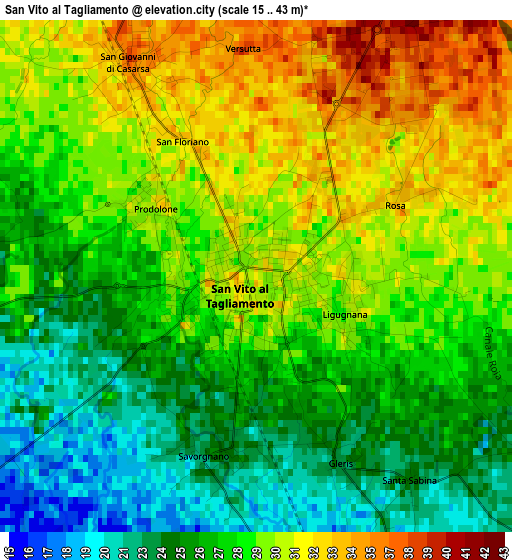 San Vito al Tagliamento elevation map