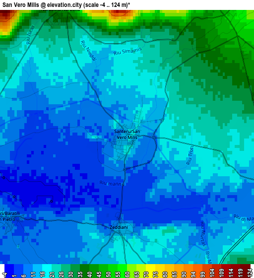 San Vero Milis elevation map