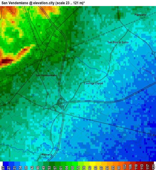 San Vendemiano elevation map