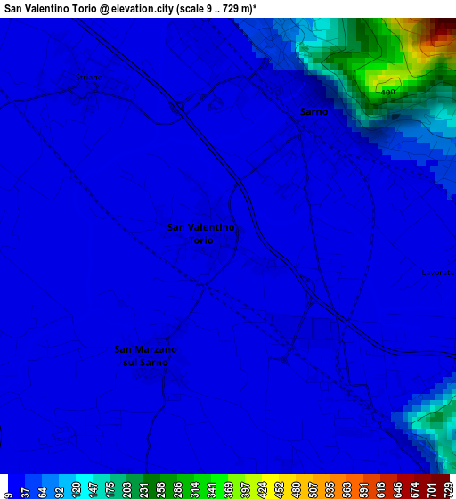 San Valentino Torio elevation map