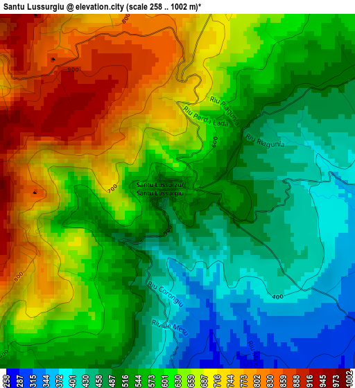 Santu Lussurgiu elevation map