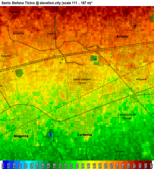 Santo Stefano Ticino elevation map