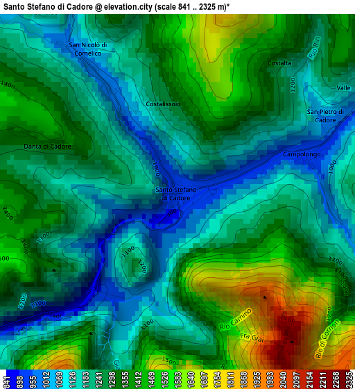 Santo Stefano di Cadore elevation map