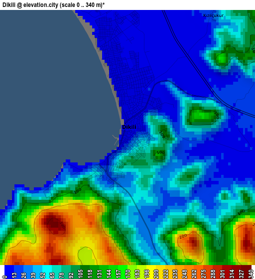 Dikili elevation map