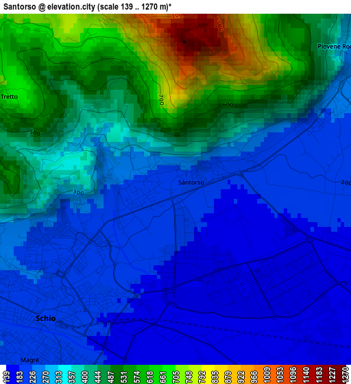 Santorso elevation map