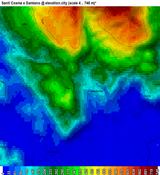 Santi Cosma e Damiano elevation map