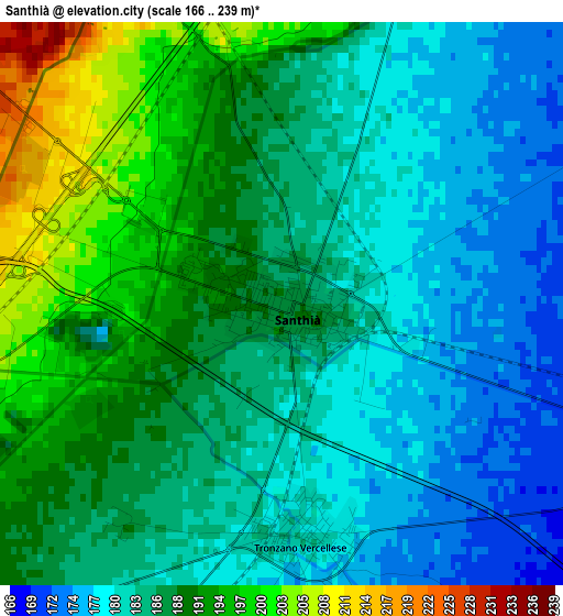 Santhià elevation map