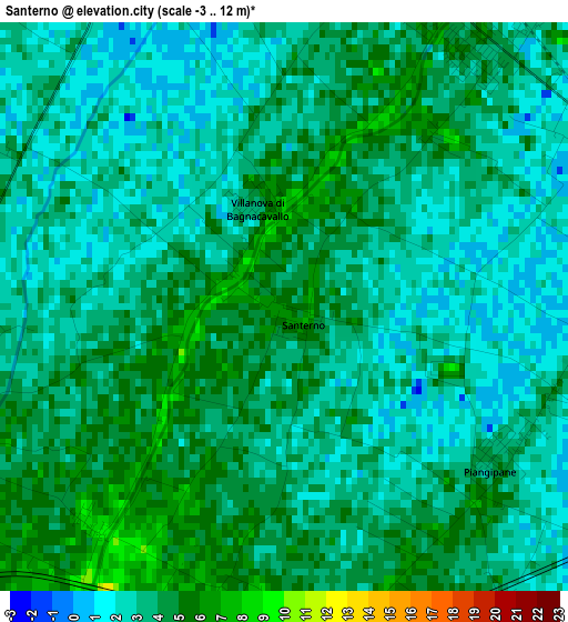 Santerno elevation map