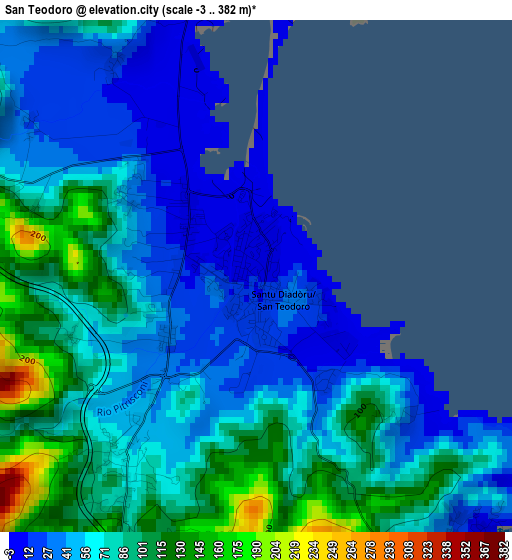 San Teodoro elevation map