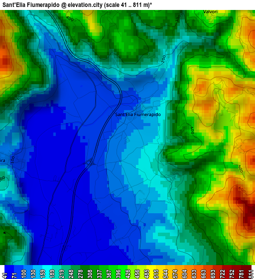 Sant'Elia Fiumerapido elevation map