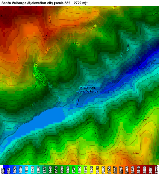 Santa Valburga elevation map