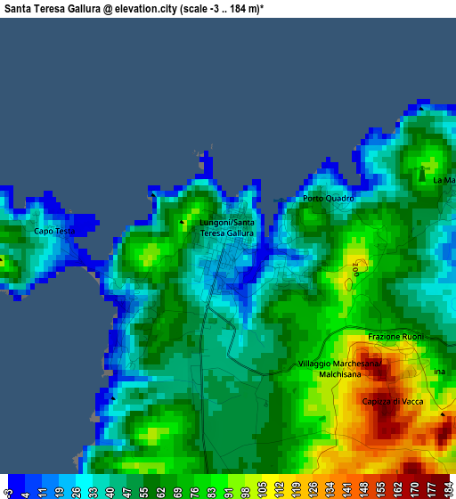 Santa Teresa Gallura elevation map