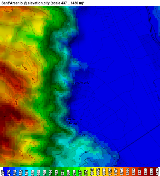 Sant'Arsenio elevation map