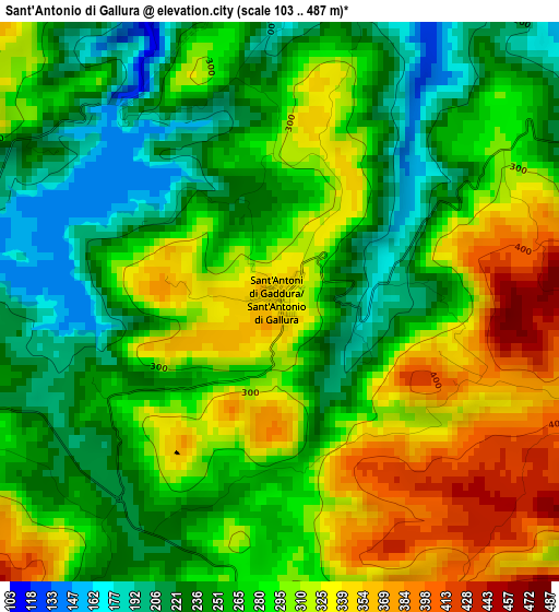 Sant'Antonio di Gallura elevation map