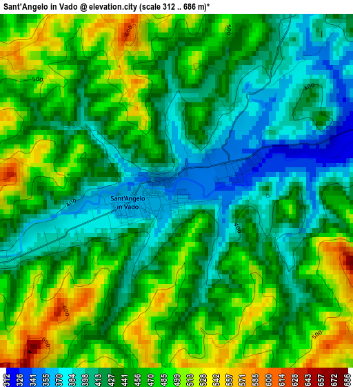 Sant'Angelo in Vado elevation map