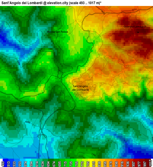 Sant'Angelo dei Lombardi elevation map