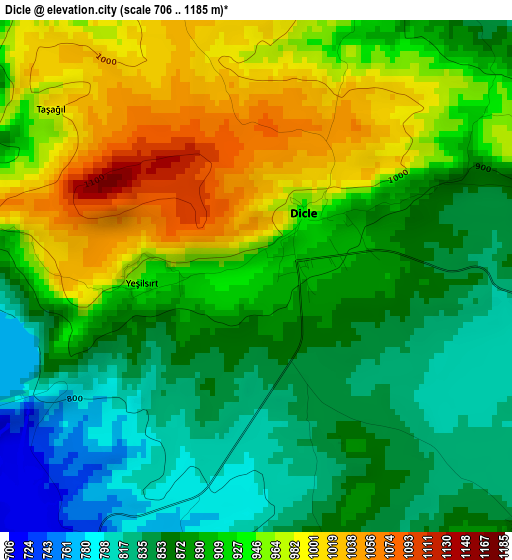 Dicle elevation map