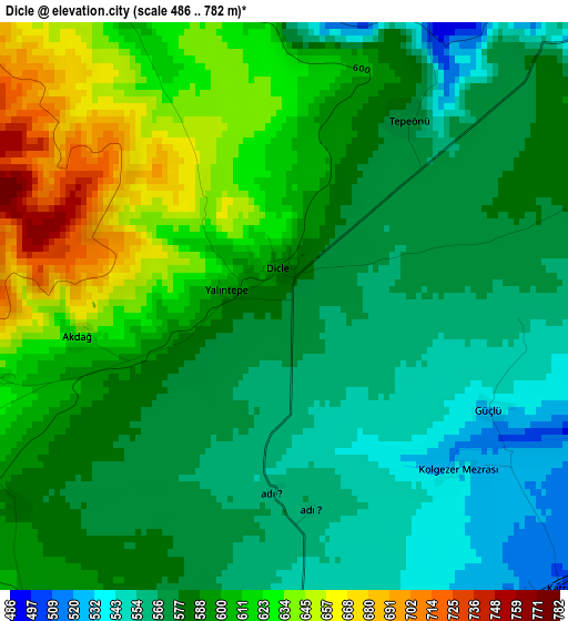 Dicle elevation map