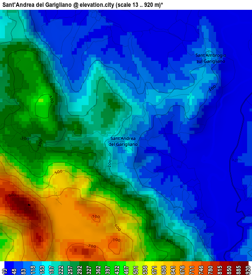 Sant'Andrea del Garigliano elevation map