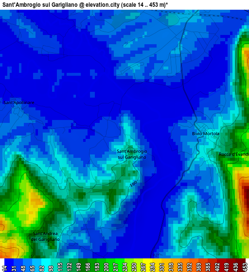 Sant'Ambrogio sul Garigliano elevation map