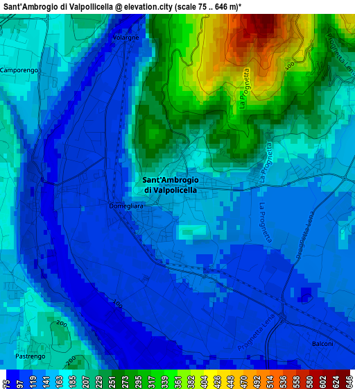 Sant'Ambrogio di Valpollicella elevation map