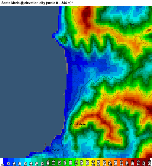 Santa Maria elevation map