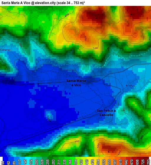 Santa Maria A Vico elevation map