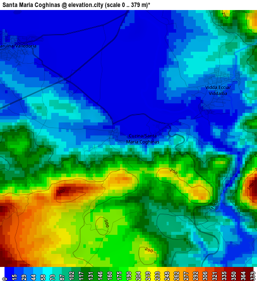 Santa Maria Coghinas elevation map