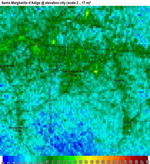 Santa Margherita d'Adige elevation map