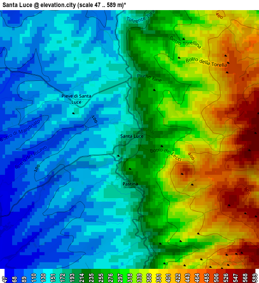 Santa Luce elevation map