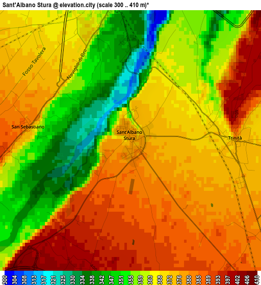 Sant'Albano Stura elevation map